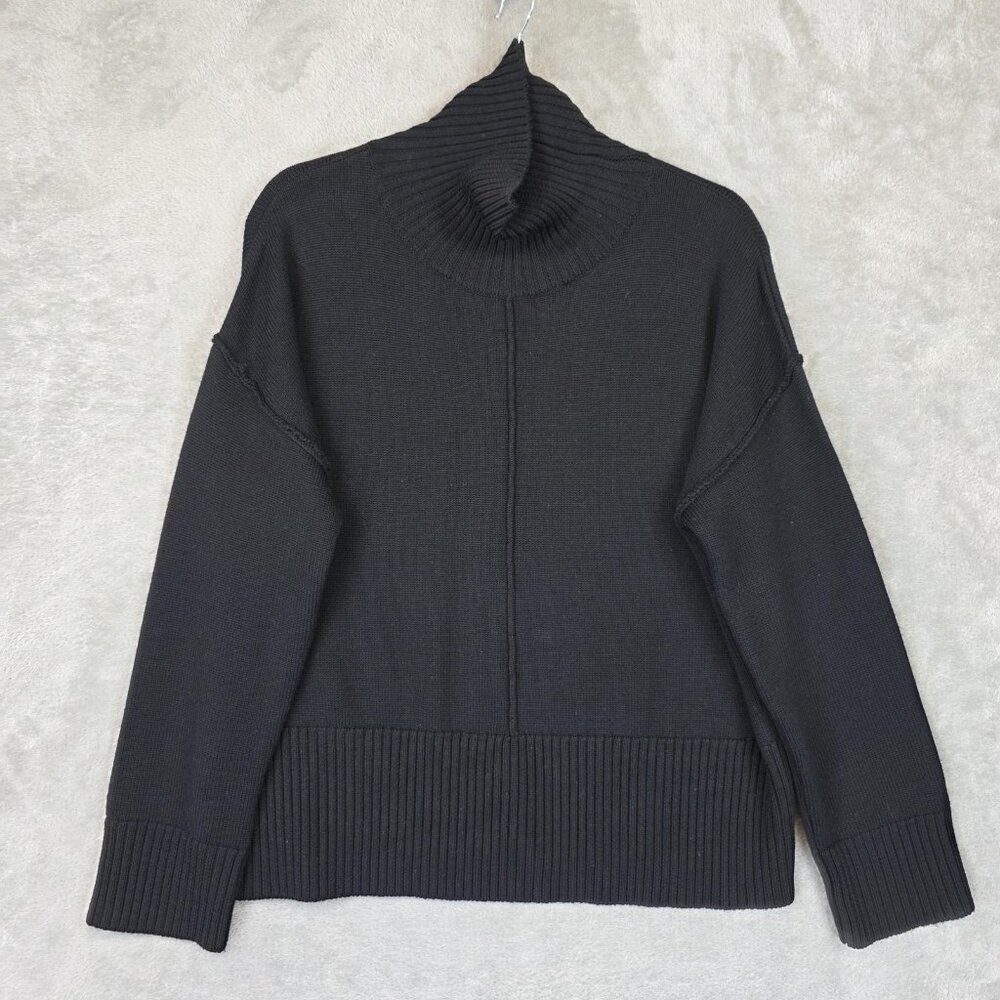 Gentle Herd Sweater Womens Medium Black Turtleneck Oversized Knit Pullover